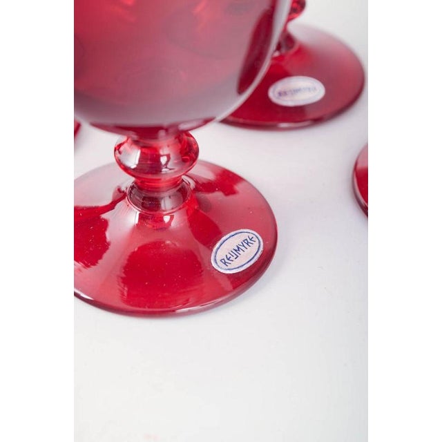 Ruby-Red Port Wine Glasses from Reijmyre Glasbruk, 1950s, Set of 4 For Sale - Image 4 of 5