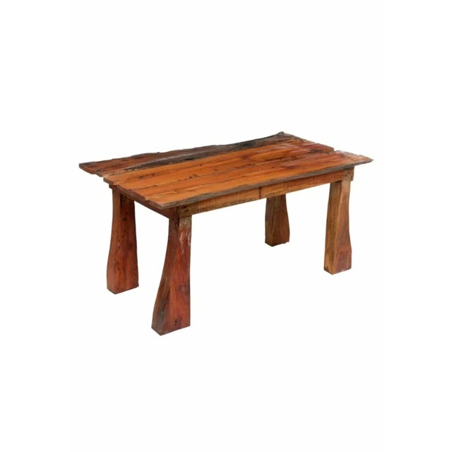 French Provincial Rustic Antique French Provincial Live Edge Pine Harvest Table Workbench For Sale - Image 3 of 10