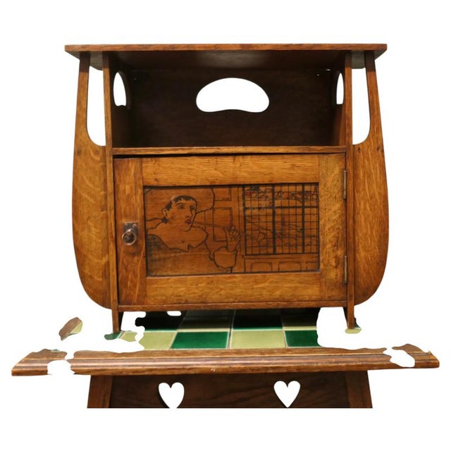 Brown Arts and Crafts Oak Wall Cabinet, 1910 For Sale - Image 8 of 8