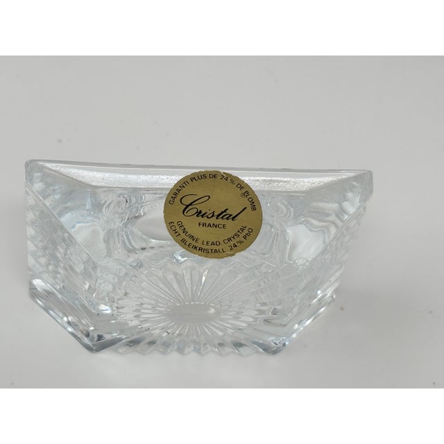Vintage Cristal France 24% Lead Crystal Square Individual Ashtray Candle Holder For Sale In Palm Springs - Image 6 of 7