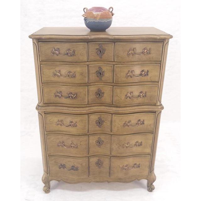 Pickled Solid Cherry Country French 6 Drawers High Chest Boy Dresser MINT! For Sale - Image 12 of 16