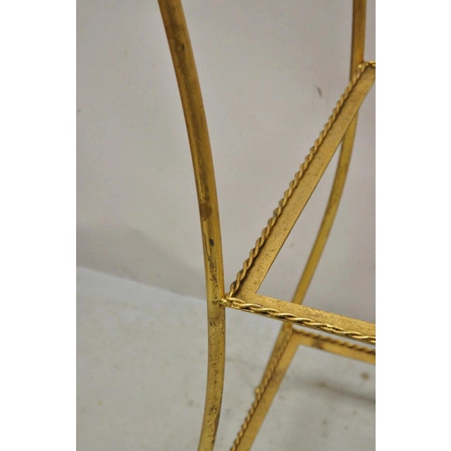 Mid 20th Century Italian Hollywood Regency Iron Rope Tassel Gold 3 Tier Etagere Stand Side Table For Sale In Philadelphia - Image 6 of 12