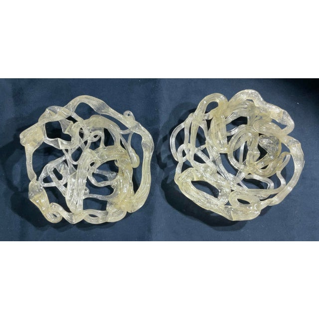 Pair of Vintage Murano Art Glass "Spaghetti" Decorative Discs, Wall Hanging For Sale - Image 11 of 12