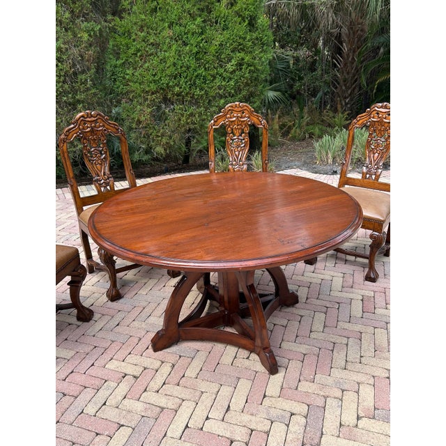 Farmhouse Late 20th Century Woodland Round Solid Wood Dining Table For Sale - Image 3 of 7