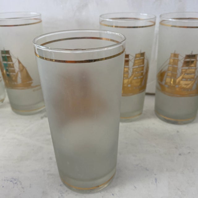 Culver Ltd. 1980s Set of 6 Schooner Gold Glasses by Culver For Sale - Image 4 of 8