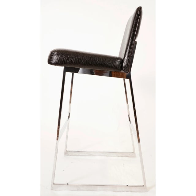 Metal Vintage Chrome Upholstery Bar Stools by Tri-Mark Designs -Set of 5 For Sale - Image 7 of 13