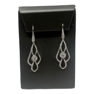 Diamond Drop Earrings in 18kt White Gold - 1.2ctw Gh vs/Si Diamonds, Lever Backs, A Pair For Sale