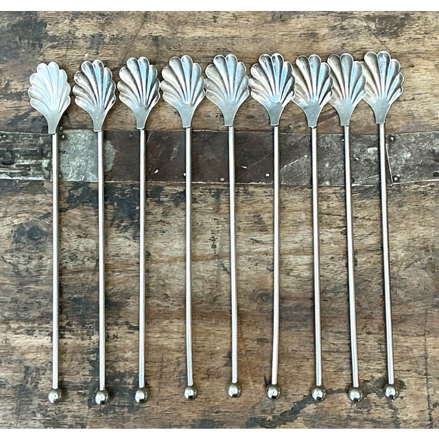 Vintage Clamshell Iced Tea Spoons - Set of 9 For Sale - Image 9 of 12
