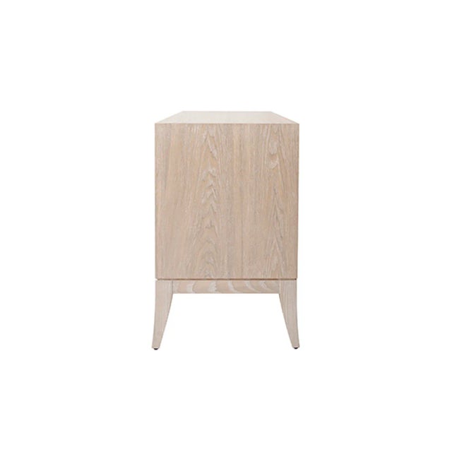 Worlds Away Matthew Izzo Home - Kenna Cerused Oak Two Drawer Side Table With Brass Handles For Sale - Image 4 of 5