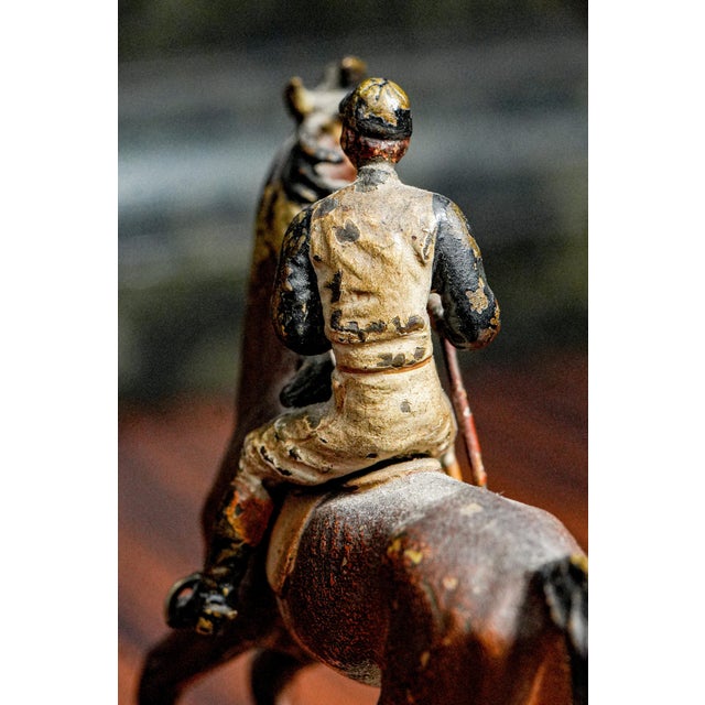 Exquisite Miniature Antique Austrian Cold Painted Bronze Polo Player on Horse Sports Statue Sculpture For Sale - Image 14 of 18