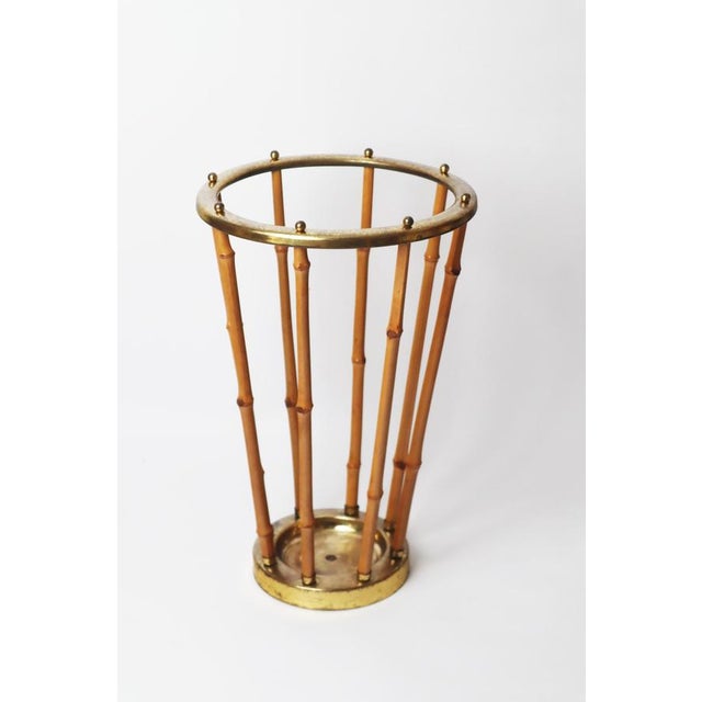 Umbrella Stand in Bamboo and Brass, 1960s For Sale - Image 6 of 15