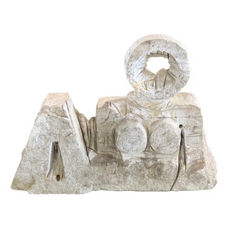 Monumental Marble Reclining Female Figure Sculpture, Manner of Henry Moore, 1970 For Sale