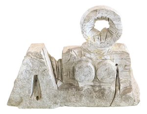 Monumental Marble Reclining Female Figure Sculpture, Manner of Henry Moore, 1970