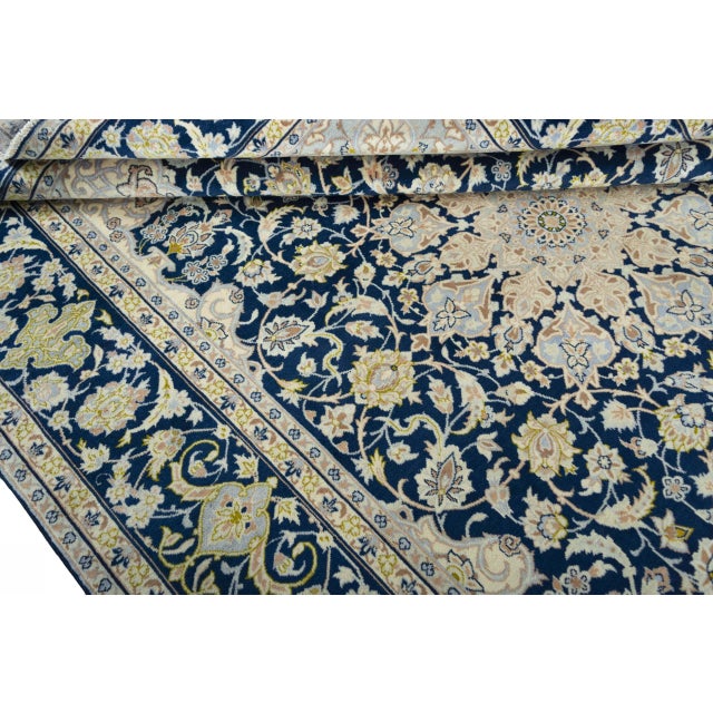 Kashan Oriental Rug in Blue & Cream For Sale - Image 10 of 13