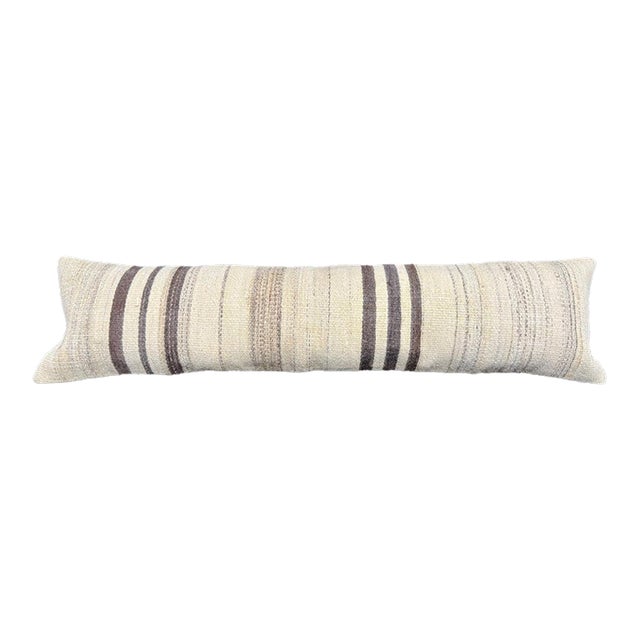Turkish Hemp Pillow Cushion Natural Beige Brown Cushion Cover 12x46 For Sale