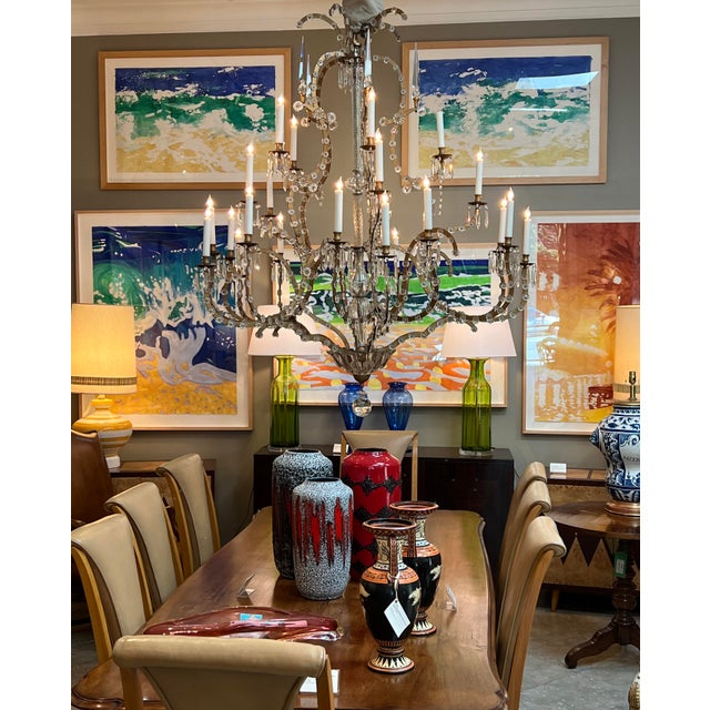 Gold Imposing Gilt-Iron & Crystal Basket-Form 25-Light Chandelier For Sale - Image 8 of 8