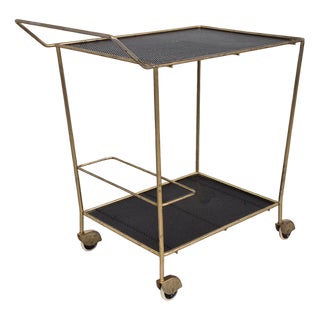 Vintage French Serving Cart in Mathieu Matégot Style, 1950s For Sale