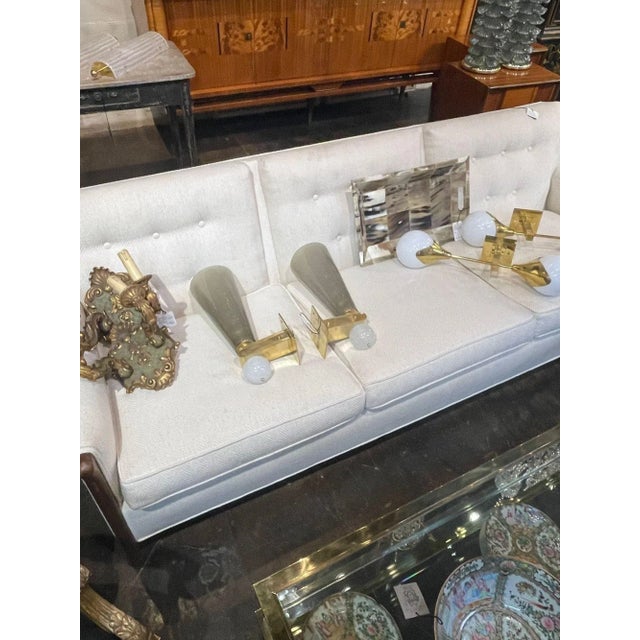 Metal Pair of Modern Murano Glass and Brass Cone Form Sconces For Sale - Image 7 of 9