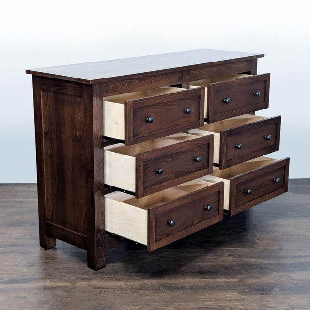 Traditional Room & Board 6-Drawer Wooden Dresser in Dark Brown Finish For Sale - Image 3 of 10