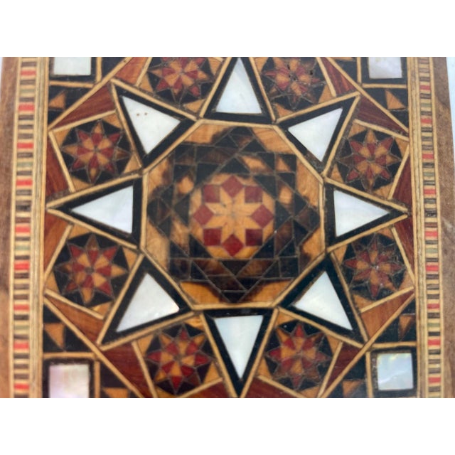 Vintage Middle Eastern Moorish Inlaid Marquetry Mosaic Box For Sale - Image 9 of 12
