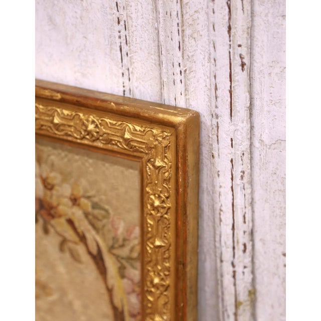 Tan 18th Century French Aubusson Tapestry Panel in Carved Gilt Frame For Sale - Image 8 of 10
