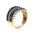 Contemporary 14K Yellow Gold Plated .925 Sterling Silver 1 3/4 Cttw Treated Black and White Alternating Diamond Multi Row Band Ring - Size 7 For Sale - Image 3 of 6