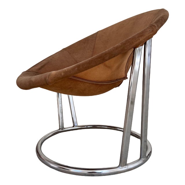 Balloon Sling Armchair in Brown Suede from Lusch & Co For Sale