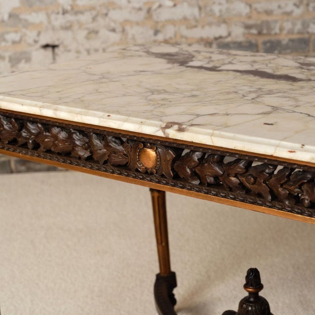 Brown 19th Century French Dark Wood Base & Marble Top Table For Sale - Image 8 of 12