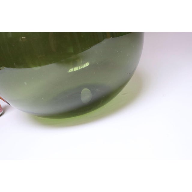 Vintage Italian Green Blown Glass Bulbous Form Demijohn Carboy For Sale - Image 11 of 18