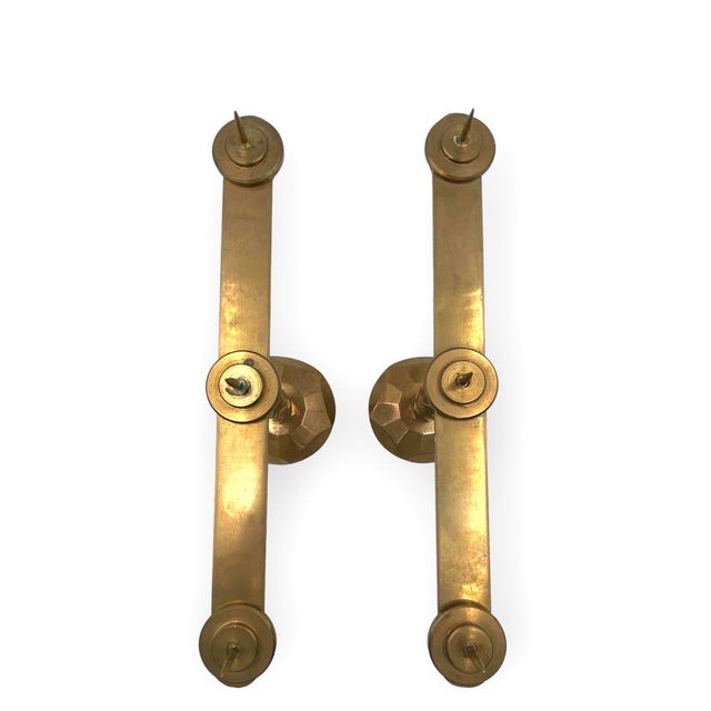 Brutalist Brass Candleholders, 1970, Set of 2 For Sale - Image 6 of 18