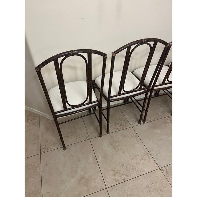 Set of Four Vintage Metal Faux-Bamboo Dining Chairs in Style of Salterini or Kessler For Sale - Image 10 of 11