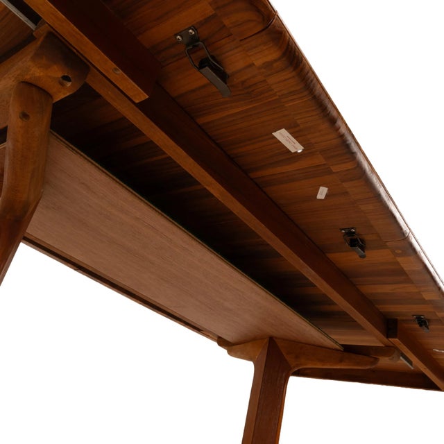 Benny Linden Danish Modern Style Solid Teak Expandable Dining Table W/ Hidden Leaves For Sale - Image 13 of 15