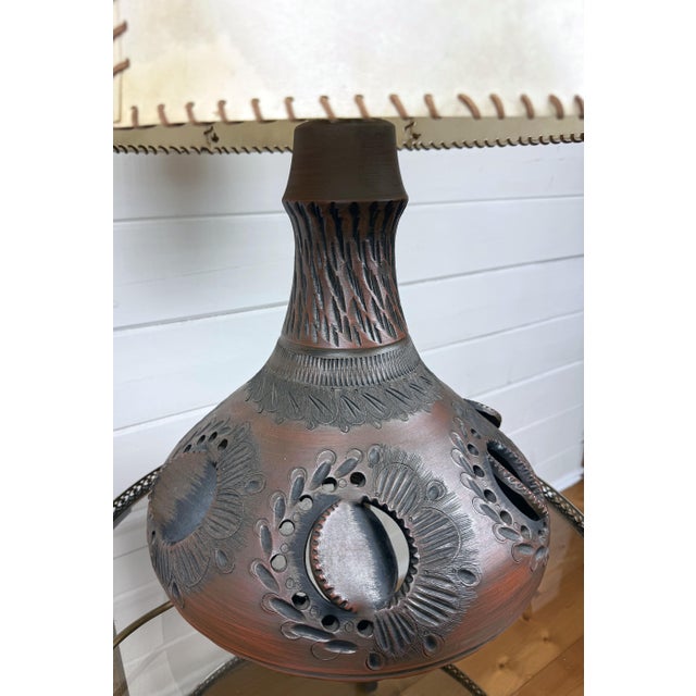 Mid-Century Modern Brown Ceramic Table Lamp, 1960s For Sale - Image 4 of 12