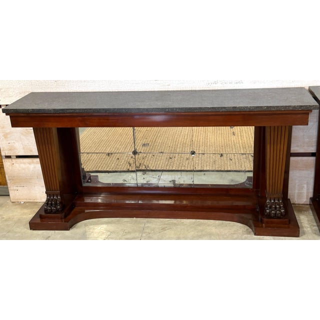 19th Century Monumental Pair Regency Revival Mahogany & Marble Consoles Manner Thomas Hope For Sale - Image 5 of 17