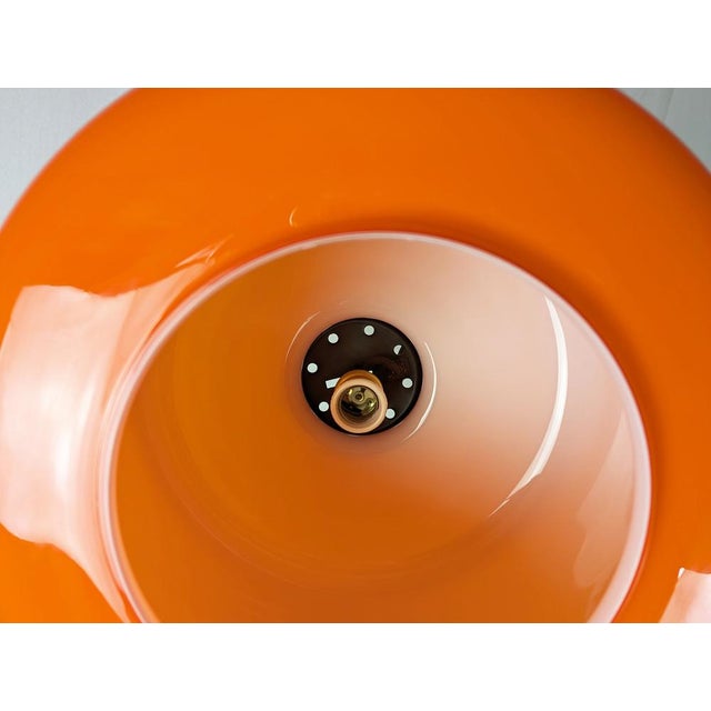 1960s Orange & White Incamiciato Murano Glass Pendant Lamp attributed to Vistosi, 1960s For Sale - Image 5 of 14