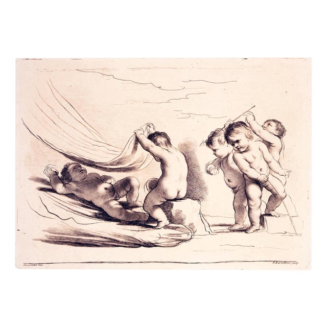Francesco Bartolozzi, Putti in an Allegorical Love Game, 1764, Crayon Engraving For Sale