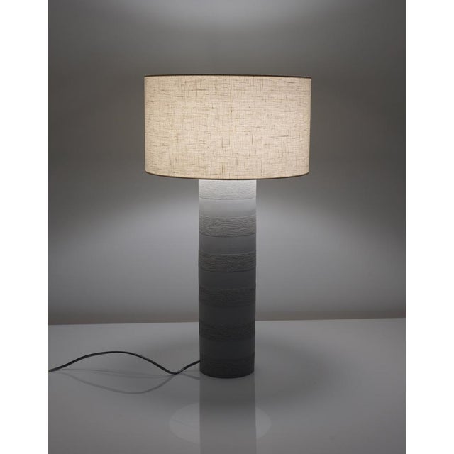 Contemporary Stripes Ceramic Desk Lamp by Katia Langeard For Sale - Image 3 of 8