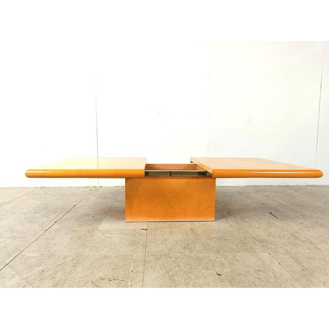 Brown Vintage Hidden Bar Coffee Table attributed to Eric Maville, 1970s For Sale - Image 8 of 10