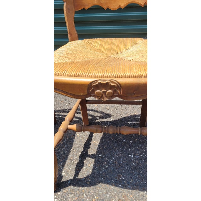 Brown 6 Country French Shell Carced Dining Chairs For Sale - Image 8 of 11