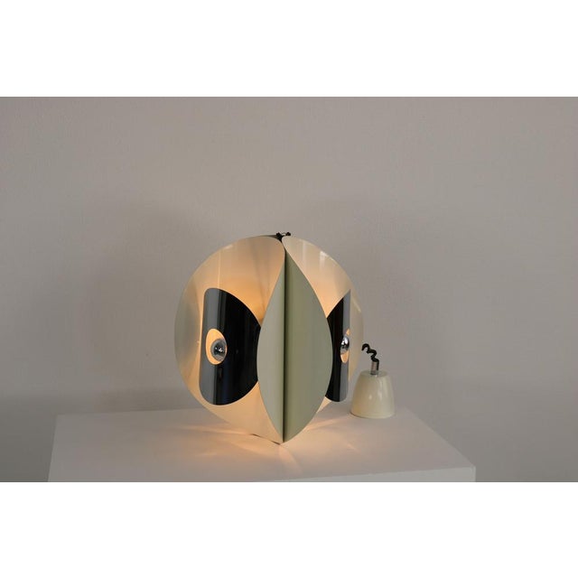 Silver Italian Space Age Hanging Lamp Amp with White Painted Metal & Chrome Shields, 1970s For Sale - Image 8 of 18
