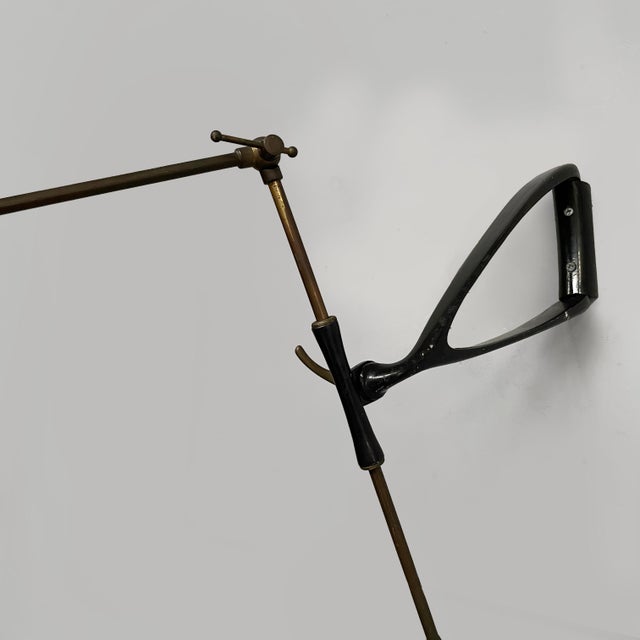 Mid-Century Modern Italian Adjustable Wall Lamp in Metal and Brass, 1950s For Sale - Image 12 of 18