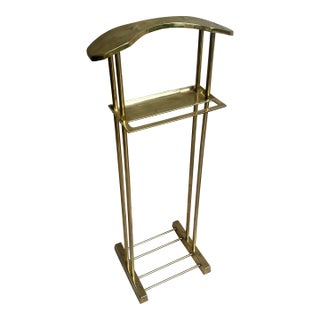 Vintage Brass Valet Stand - Palm Beach Hollywood Regency Dresser Rack - Karl Springer Style For Sale