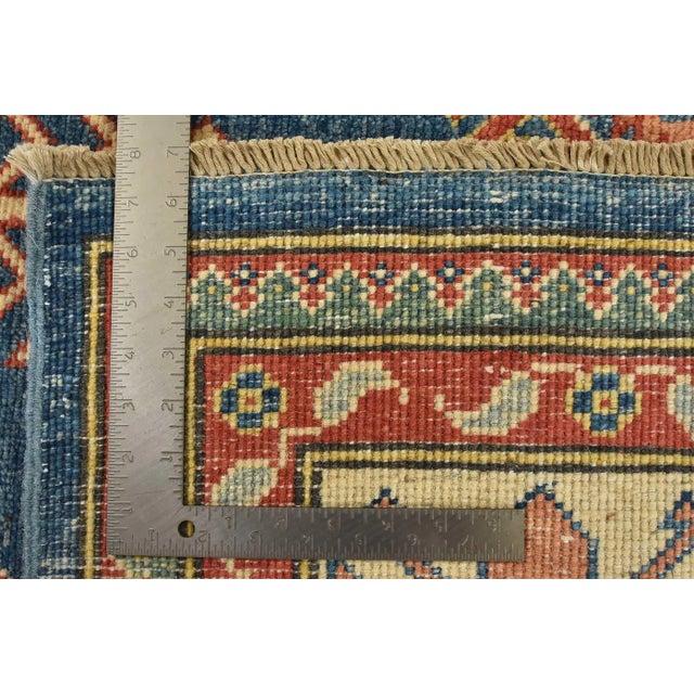 Kazak Rug 8’11” X 12’1” Blue Wool Tribal Hand-Knotted Oriental Carpet For Sale - Image 12 of 12