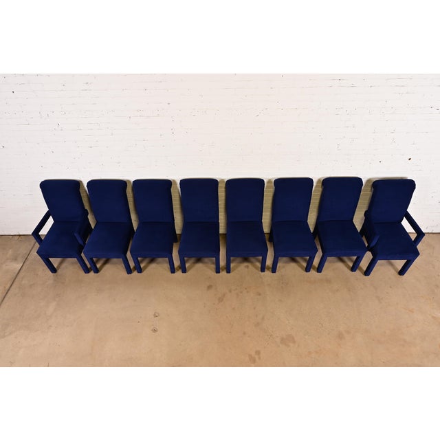 1970s Paul Evans for Directional Modern Parsons Upholstered Dining Chairs, Set of Eight For Sale - Image 5 of 10