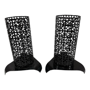 1950s Metal Mesh Taper Candle Holders With Custom Sparkle Powder Coat