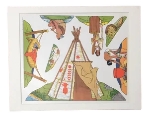Mid 20th Century Cowboy and American Indian Theme Western Cut Outs on Uncut Sheet (#3)