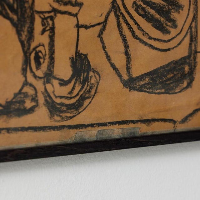 Vastian, Cubist Still Life, Drawing in Black Charcoal, Framed For Sale - Image 9 of 14