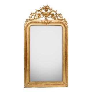 19th Century Louis Philippe Mirror with Vase and Flower Crest For Sale