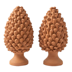 Pair of Hand-Finished Terracotta Pine Cone Finials