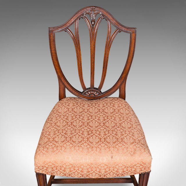 Pair of Antique Hepplewhite Side Chairs, English, Fruitwood, Hall Seat, Georgian For Sale - Image 9 of 12